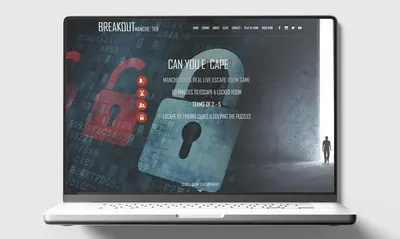 Breakout escape room website homepage design