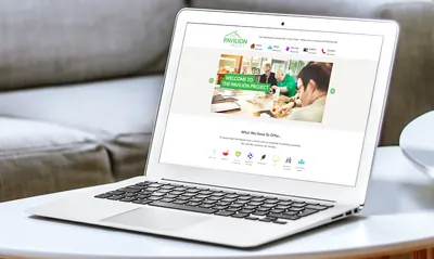 The Pavilion Project website homepage design
